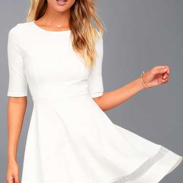 Lulus Sheer Factor White Mesh Skater Dress
