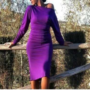 Zara Ruched Purple Midi dress - image 1