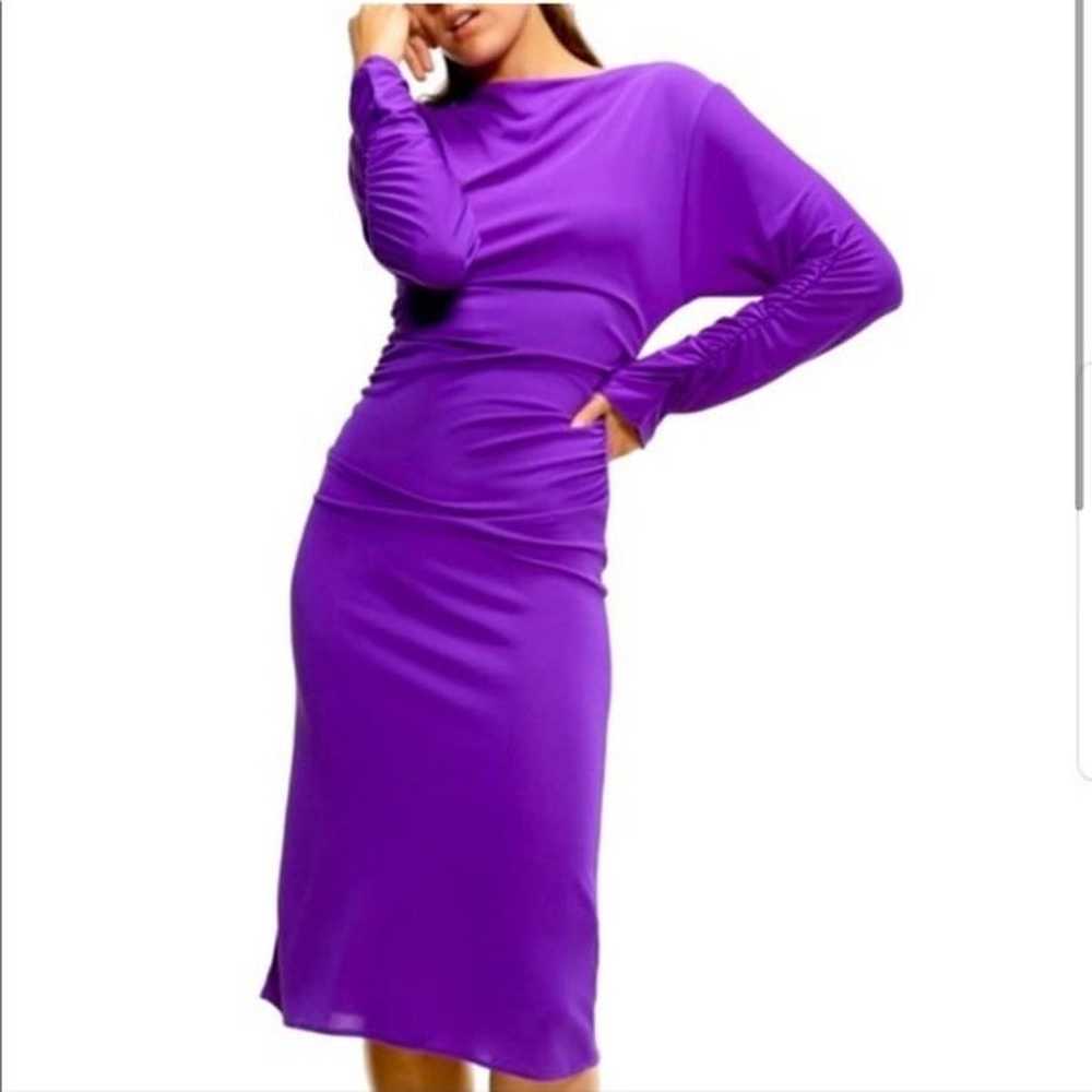 Zara Ruched Purple Midi dress - image 3