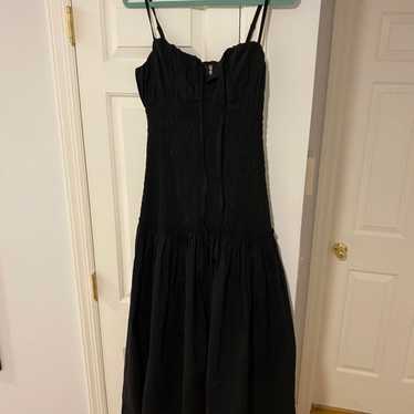 Black smocked maxi dress - image 1