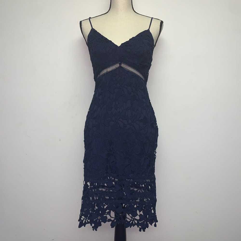 ASTR Lace Bodycon Dress, Navy, Small - image 3