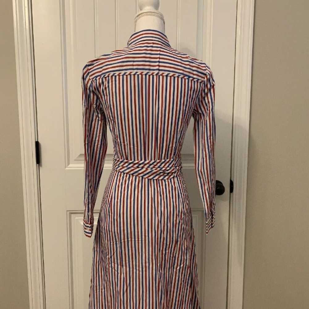 J Crew Stripe Tie Waist Shirt Dress Size 4 - image 7