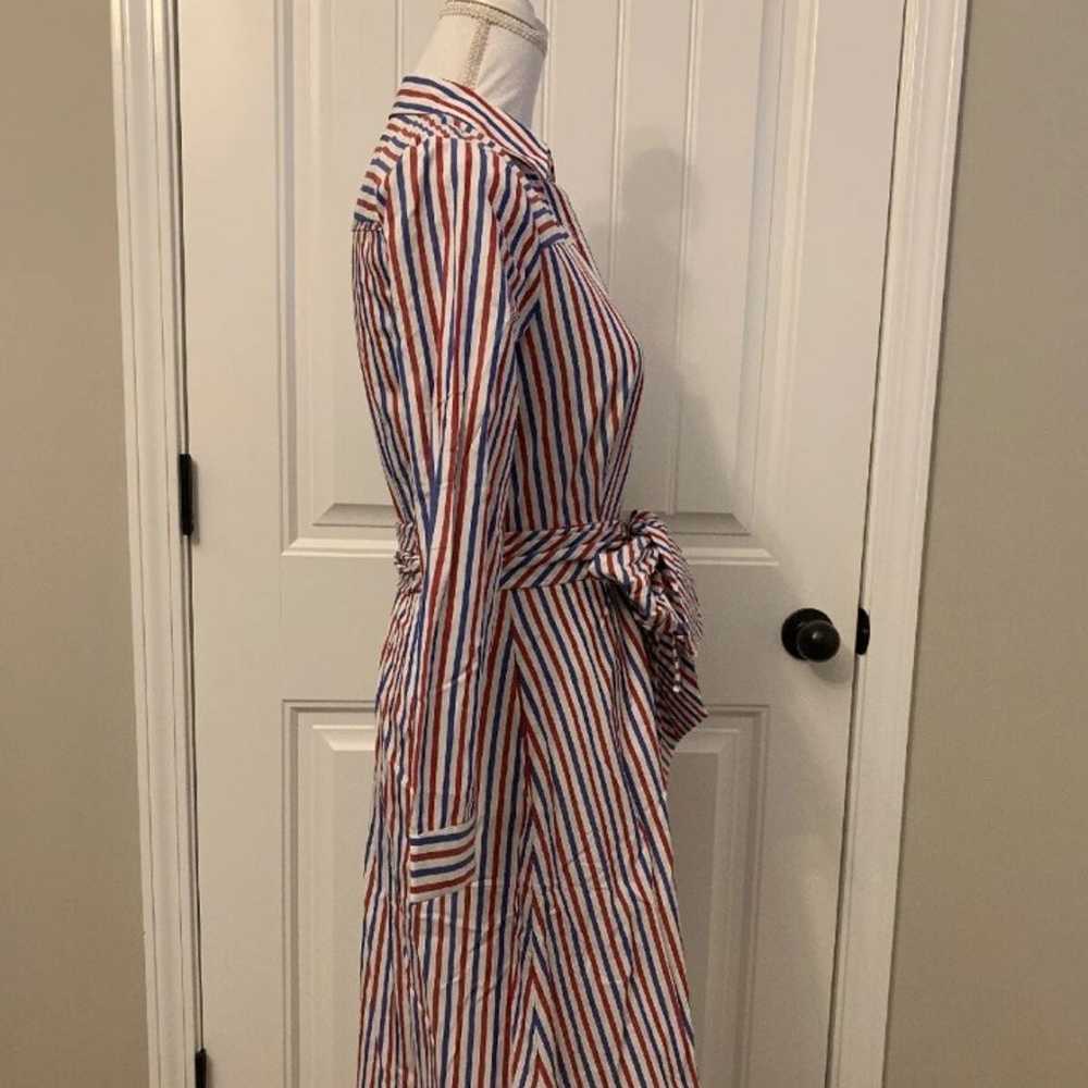J Crew Stripe Tie Waist Shirt Dress Size 4 - image 8
