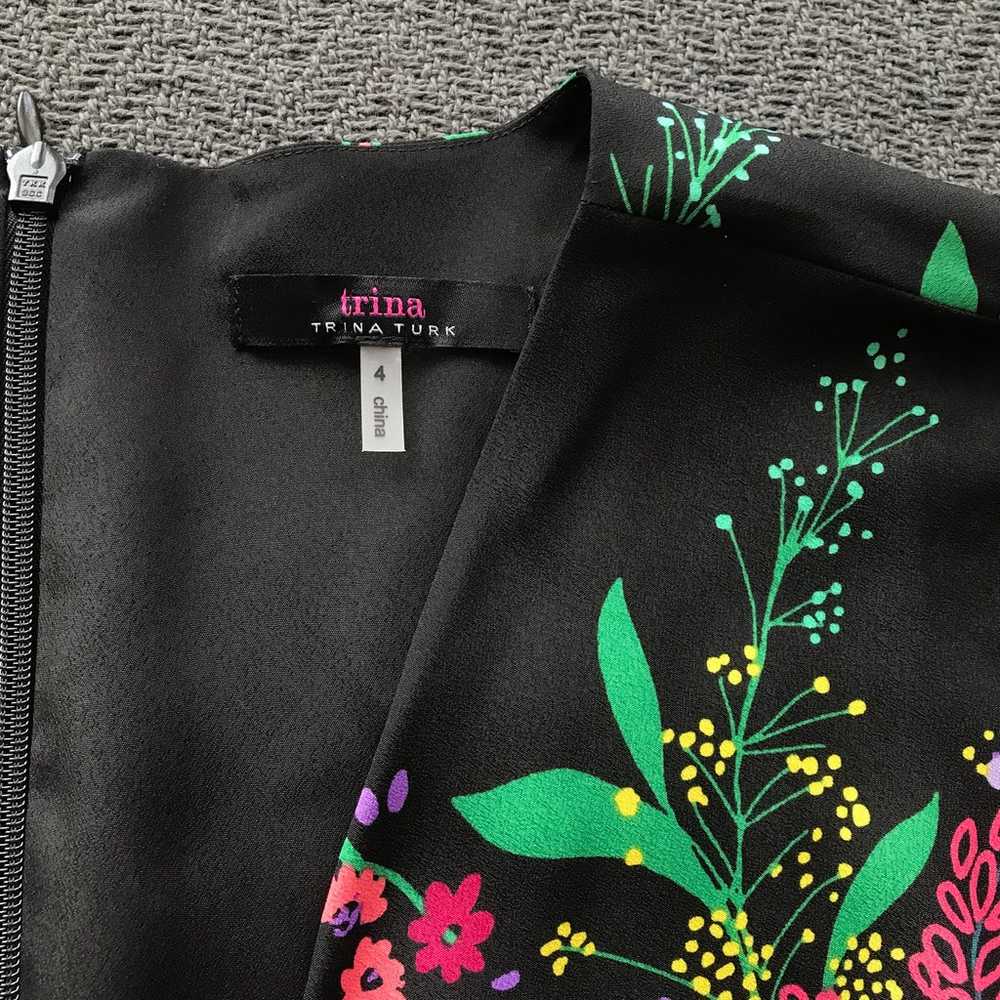 NWOT Trina Turk Black Floral Kimono Style Midi Dr… - image 6