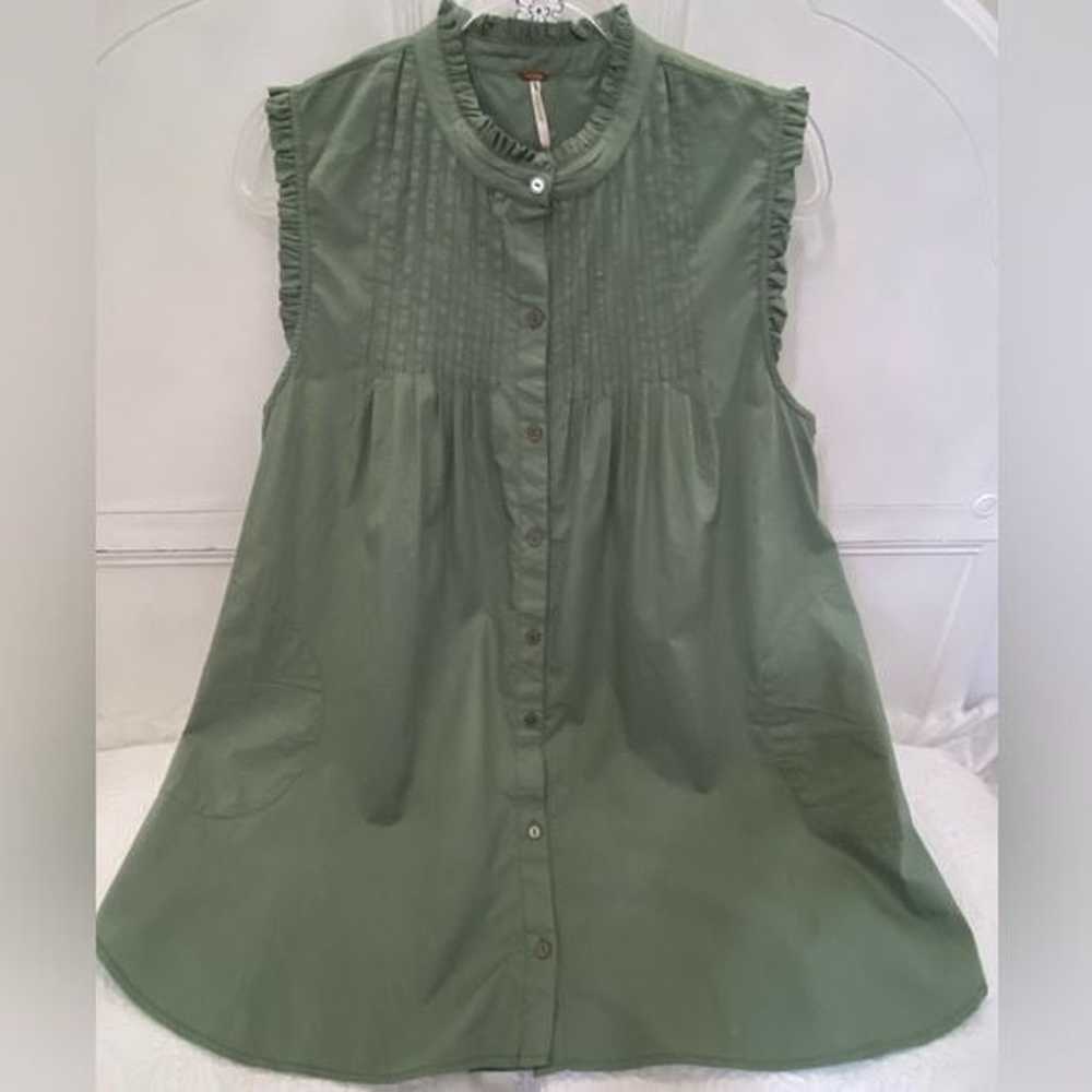 Free People Green Pin Tuck Babydoll Dress! Small.… - image 1