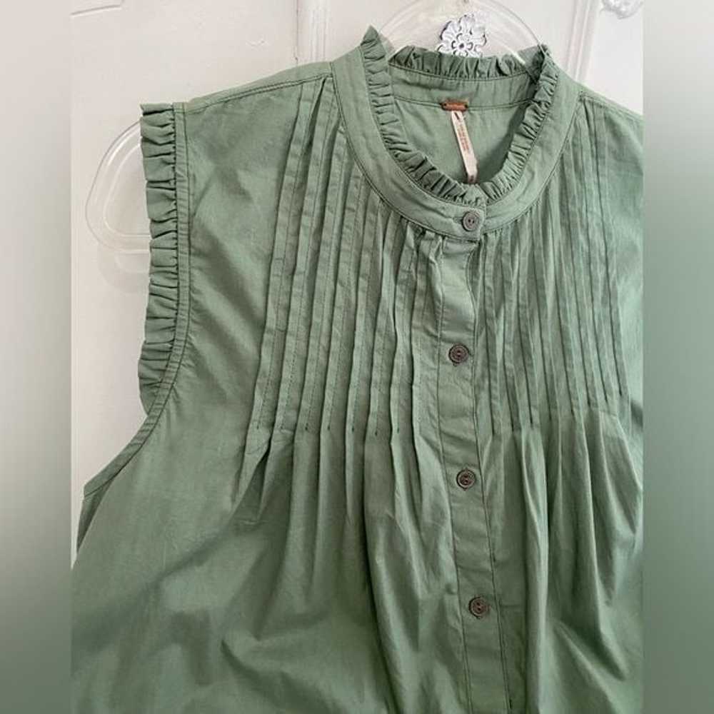 Free People Green Pin Tuck Babydoll Dress! Small.… - image 2