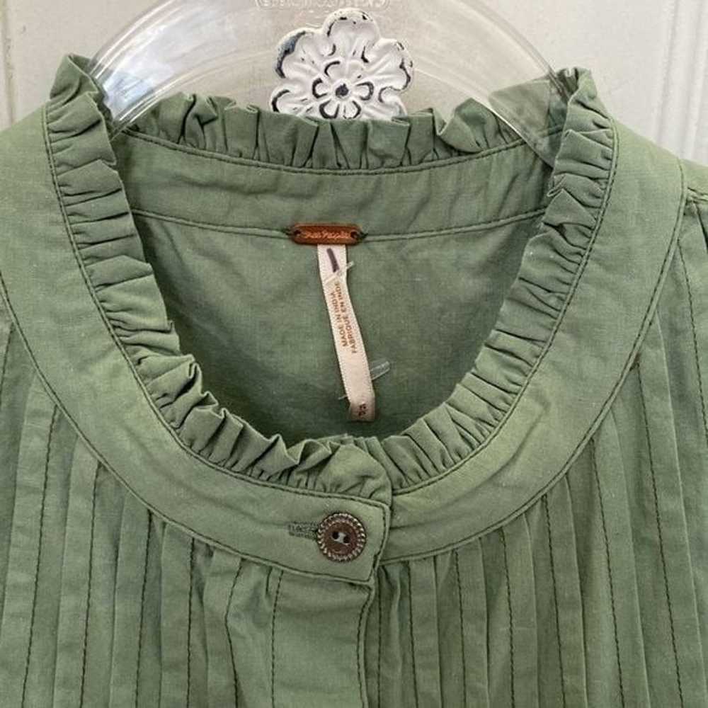 Free People Green Pin Tuck Babydoll Dress! Small.… - image 4