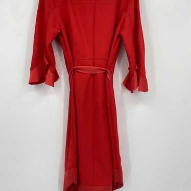 Red Silky Banana Republic Dress with 3/4 Length Fl