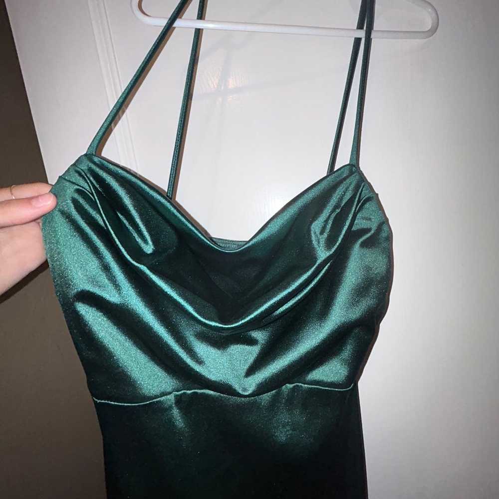 Satin green bodycon formal dress, was worn once a… - image 5