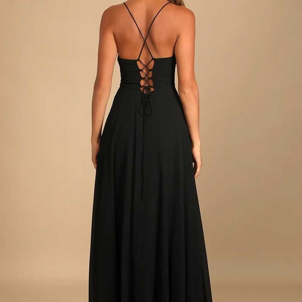 Romantically Speaking Black Cowl Lace-Up Maxi Dre… - image 4