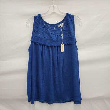 NWT Max Studio WM's Cobalt Blue Crochet Blouse Top