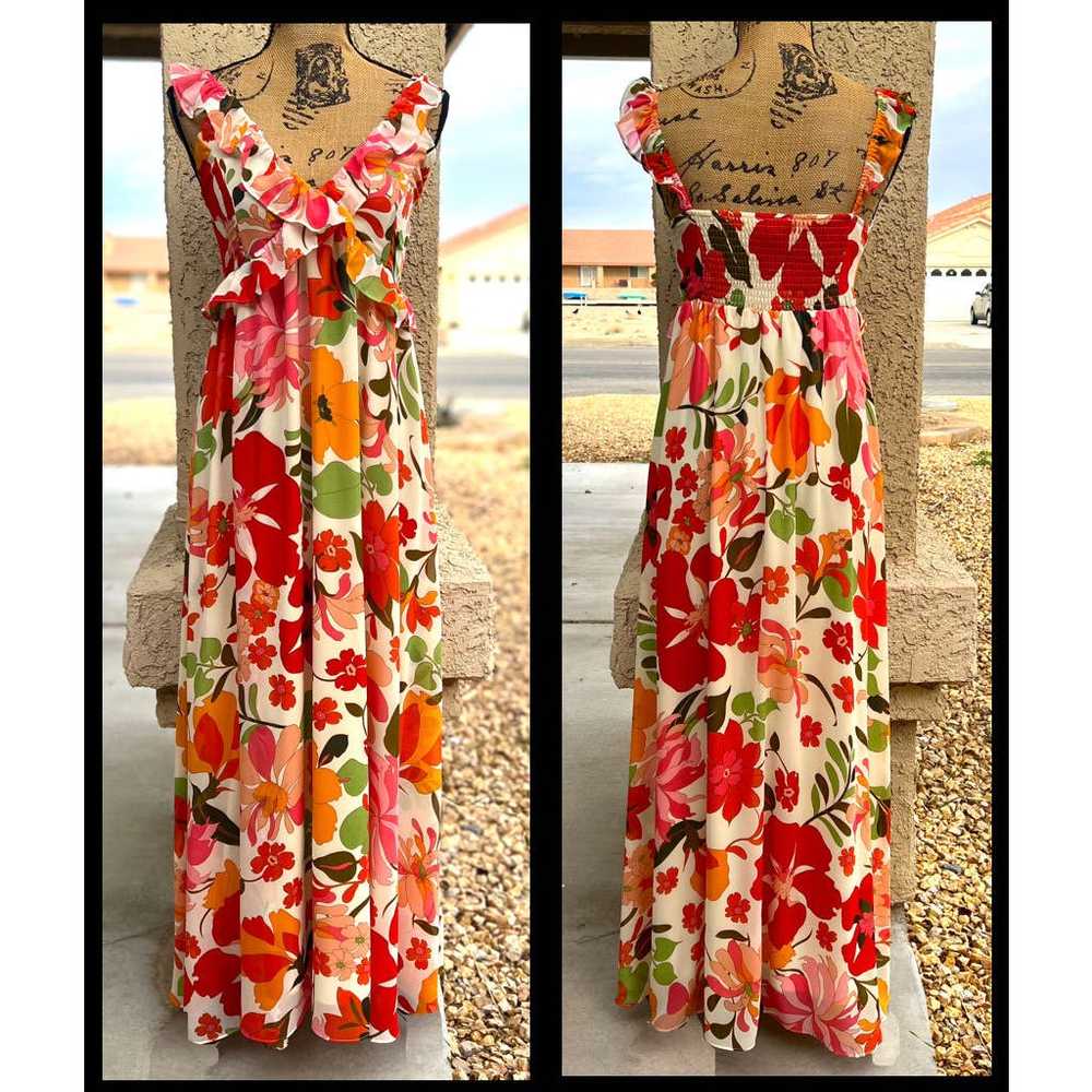 Pinkblush Red Floral Ruffle Accent Maxi Dress Siz… - image 7