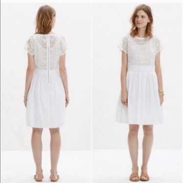 Madewell Geo White Lace Pleated Dress