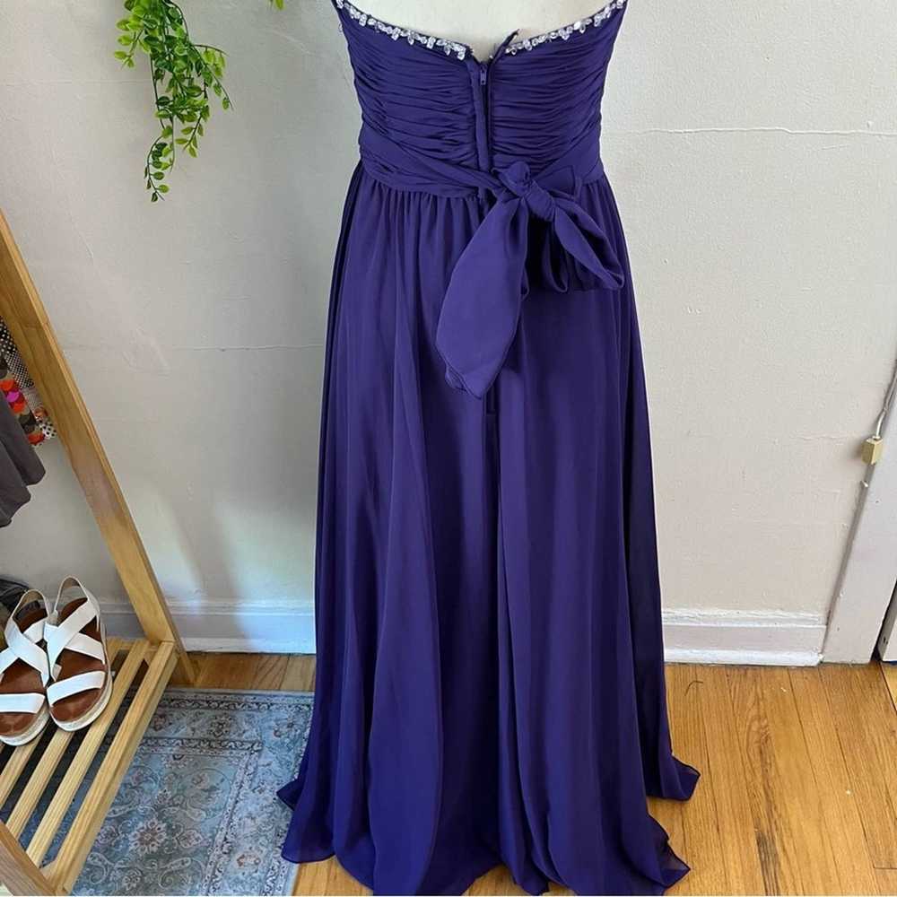 Mori Lee Purple Strapless Cocktail Maxi Prom Dress - image 4