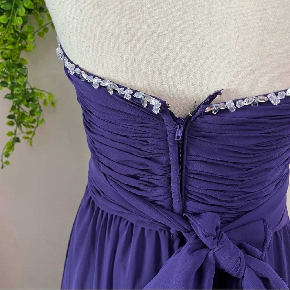 Mori Lee Purple Strapless Cocktail Maxi Prom Dress - image 6