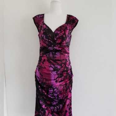 NEW! Sangria purple black sheath ruched dress sz 6