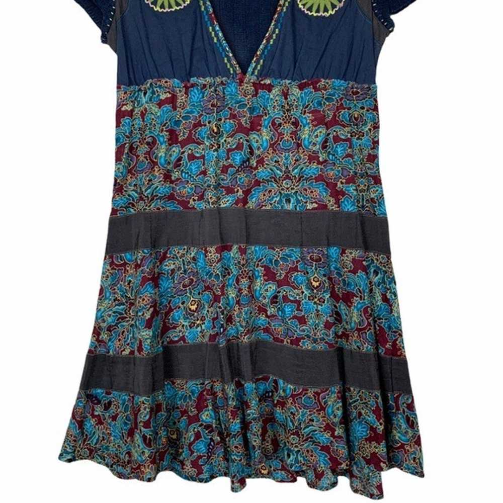 Free People Boho Hippie Babydoll Embroidered Knit… - image 6