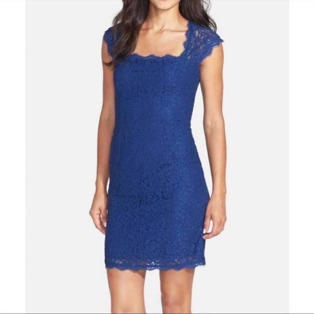 Adrianna Papell Royal Blue lace cut out mini dres… - image 1