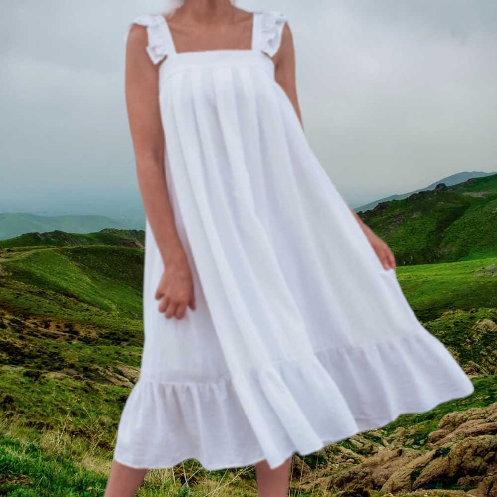 Mable Ruffle Ella Dress White SZ M - image 1