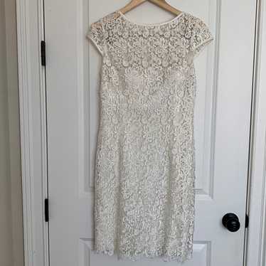 Adrianna papell women cream white eyelet lace sheath deals party dress sz 14