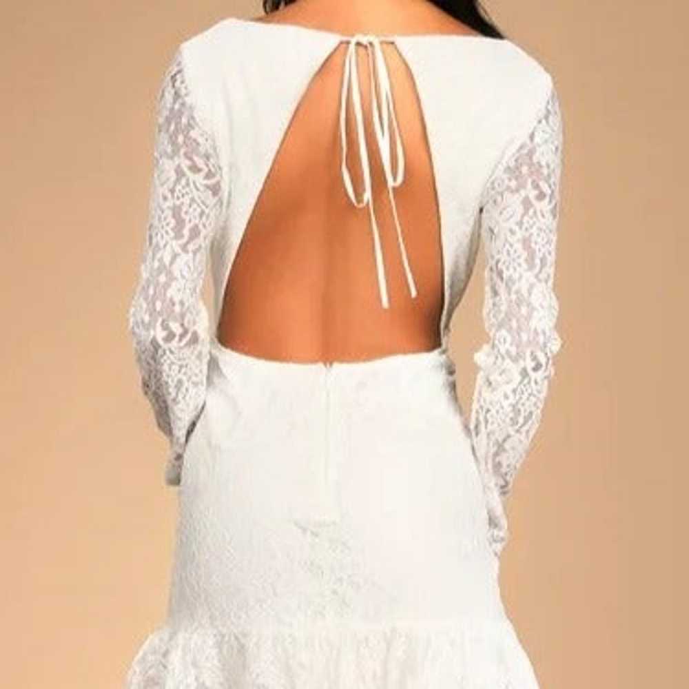 Amazing Love White Lace Backless Long Sleeve Mini… - image 3