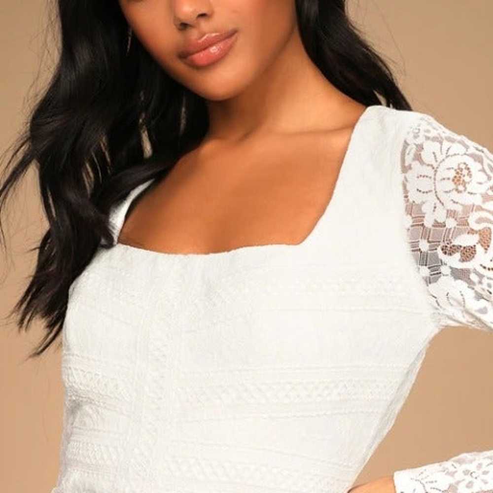 Amazing Love White Lace Backless Long Sleeve Mini… - image 4