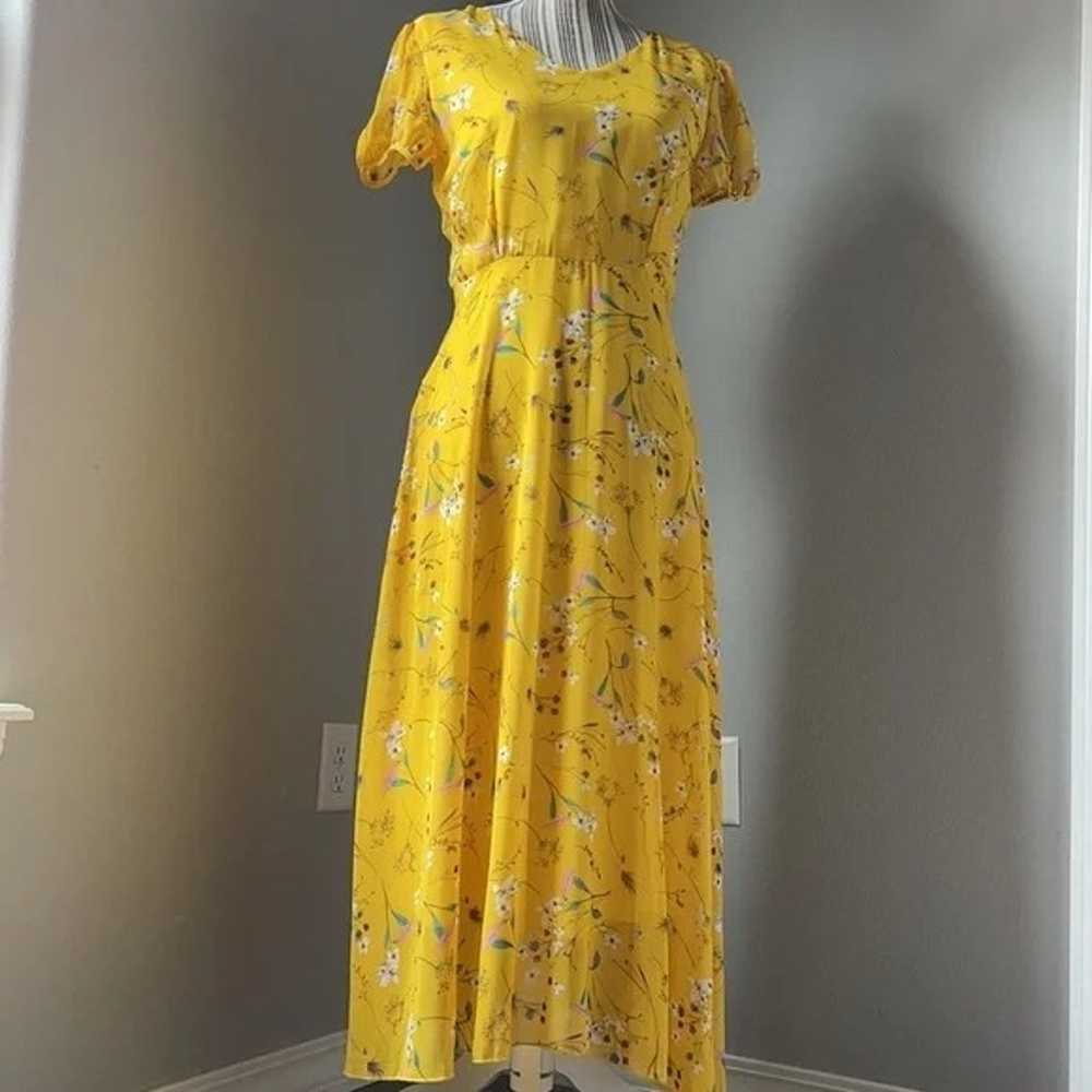 As Denzha Yellow Floral Cross Back Dress - image 1