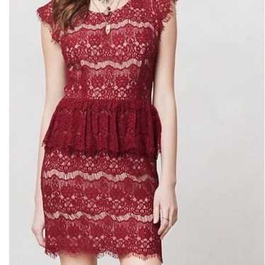 Gianni Bini Burgundy red buy lace peplum dress