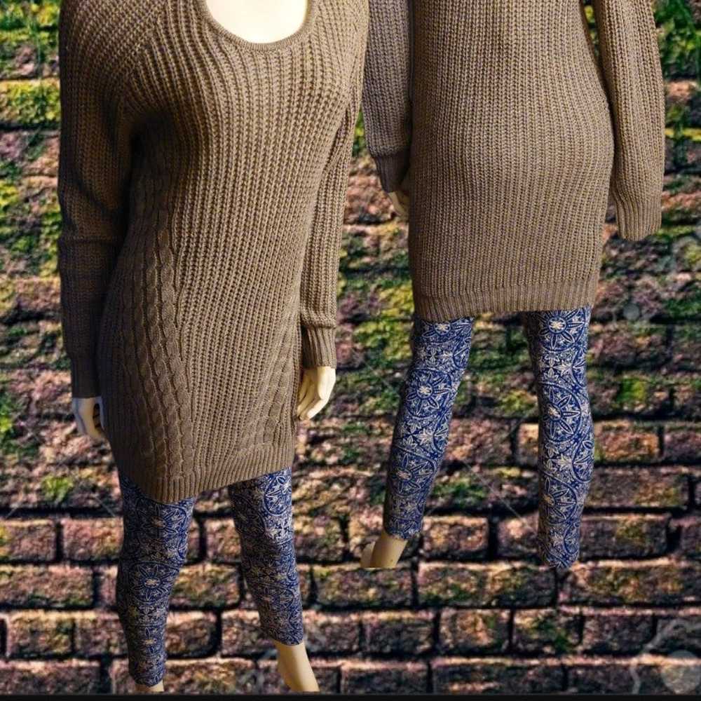 Gray Choker Acrylic Sweater Dress Long Sleeve Kni… - image 1