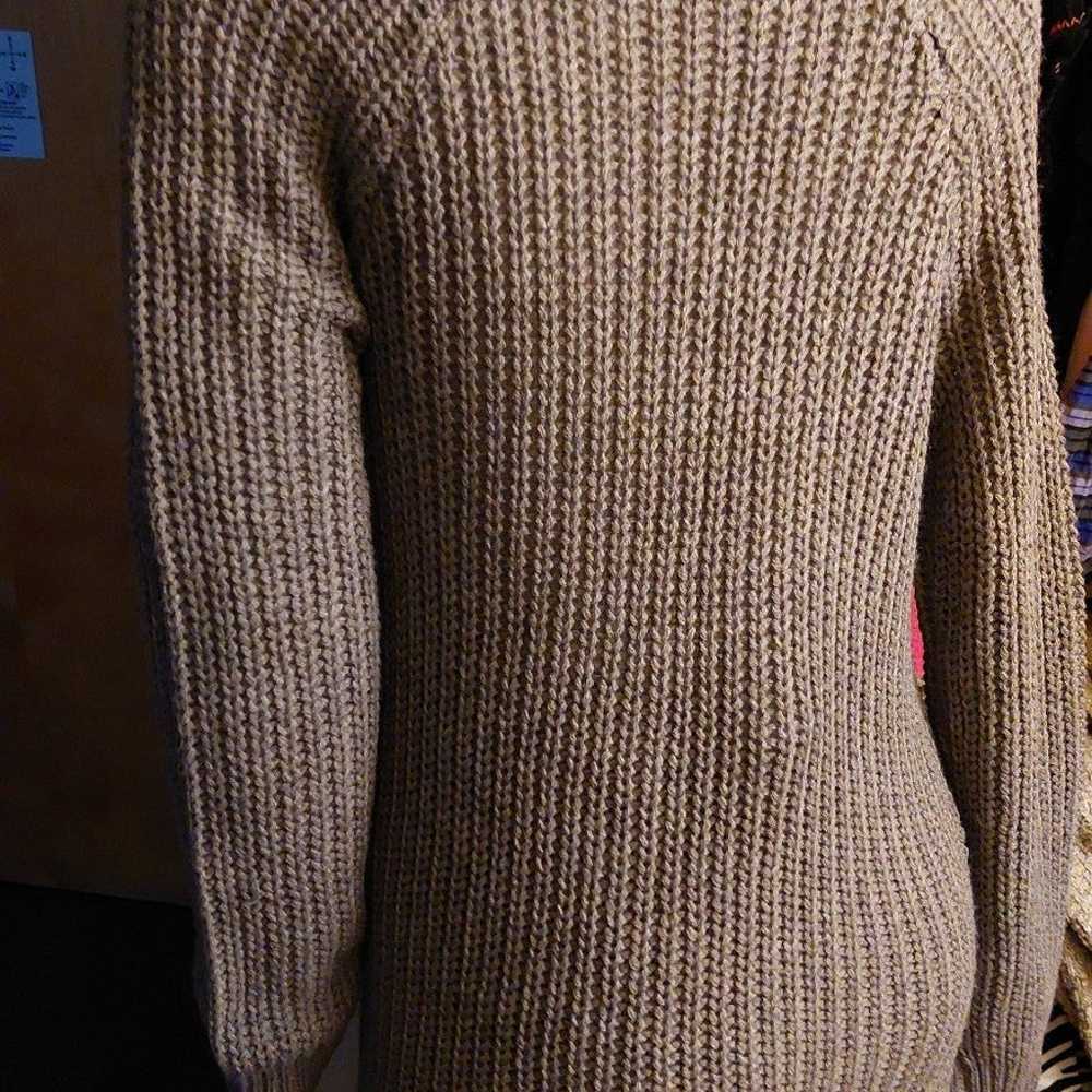 Gray Choker Acrylic Sweater Dress Long Sleeve Kni… - image 3