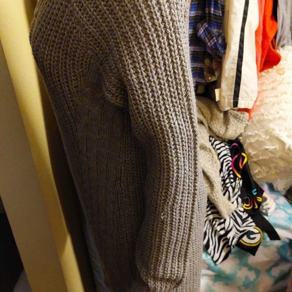 Gray Choker Acrylic Sweater Dress Long Sleeve Kni… - image 6