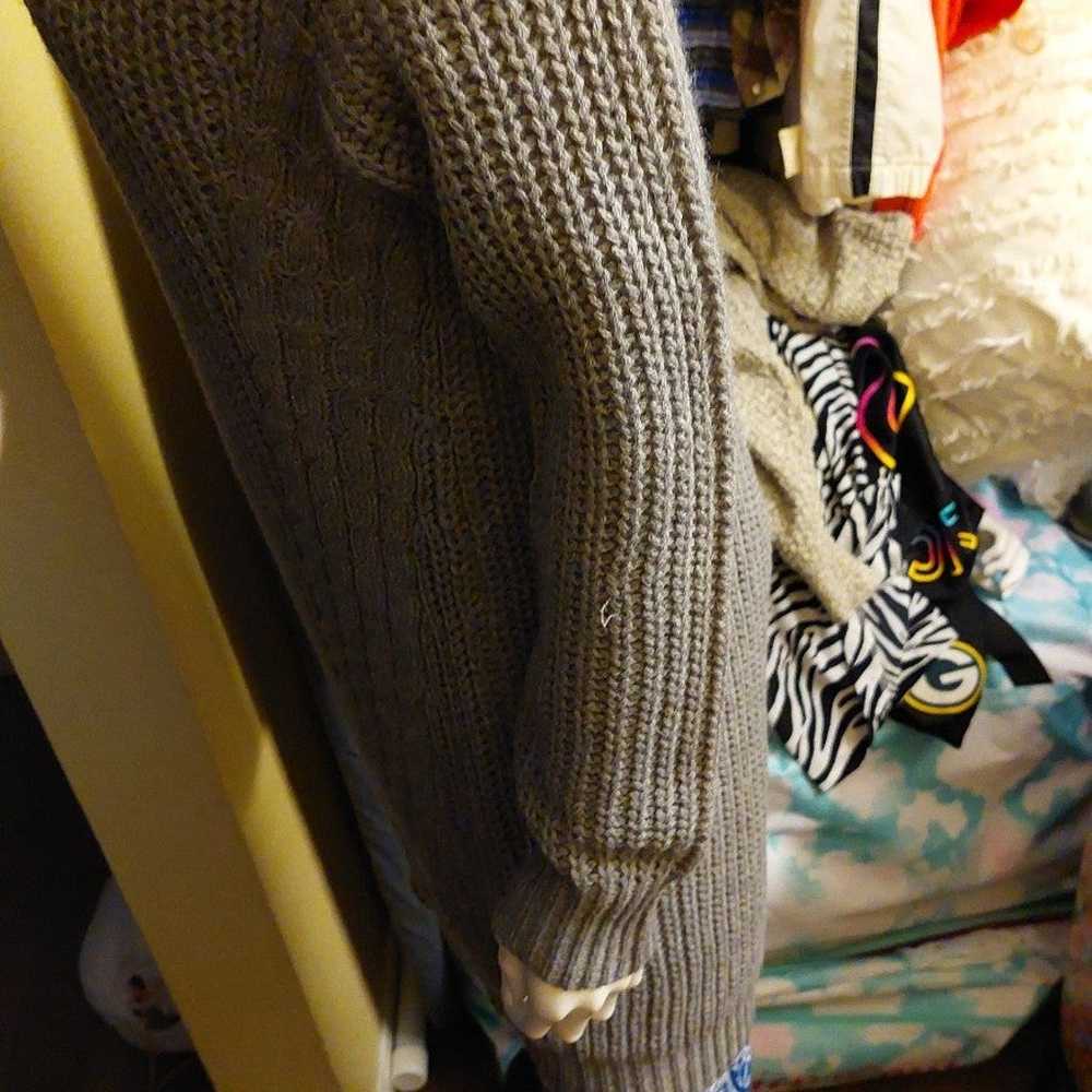 Gray Choker Acrylic Sweater Dress Long Sleeve Kni… - image 7