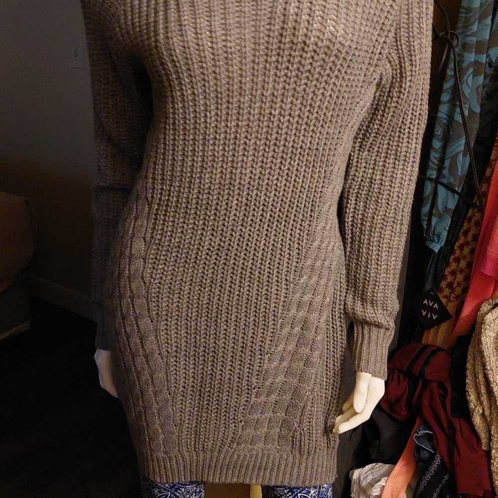 Gray Choker Acrylic Sweater Dress Long Sleeve Kni… - image 8