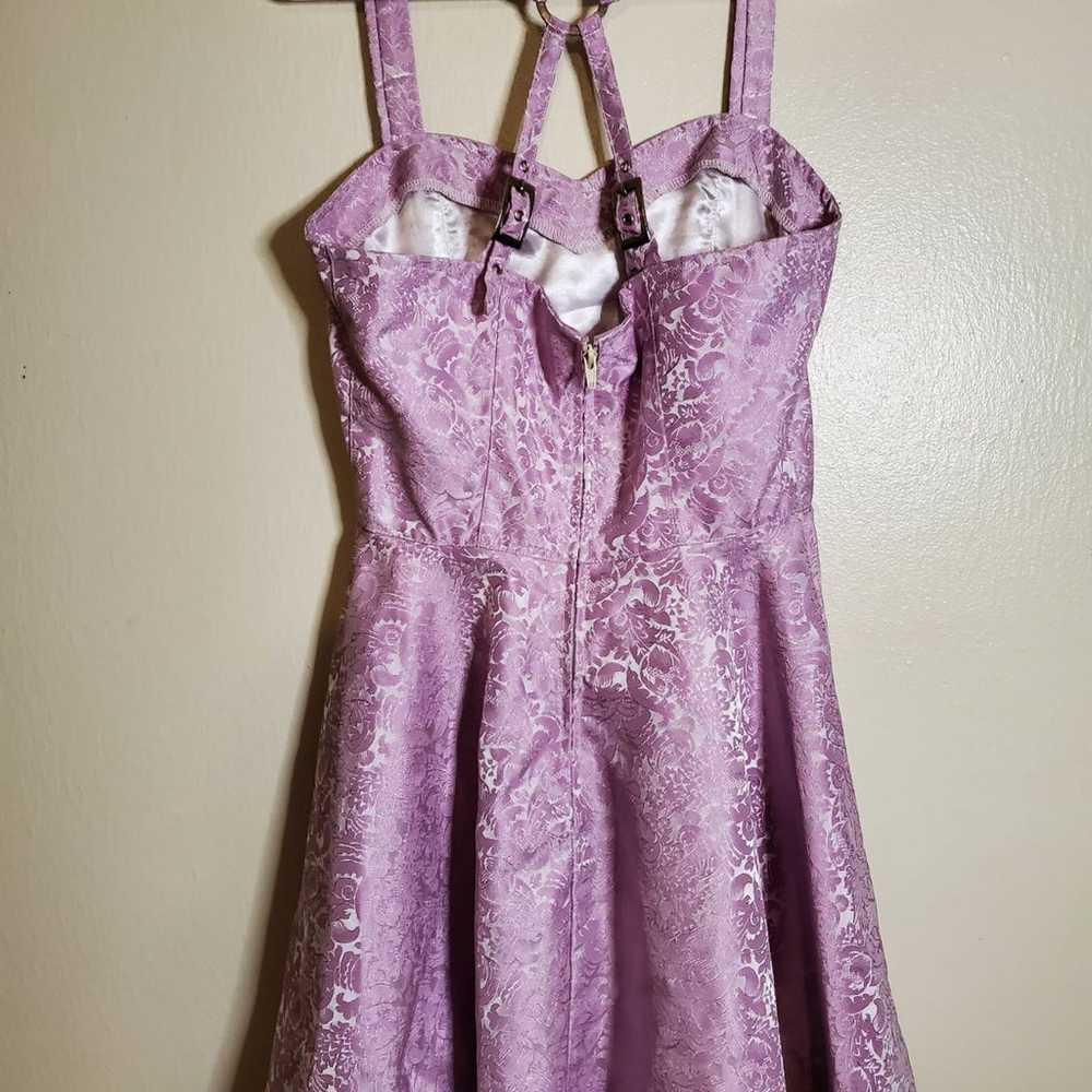 Pink Brocade Flare Dress SZ M - image 2