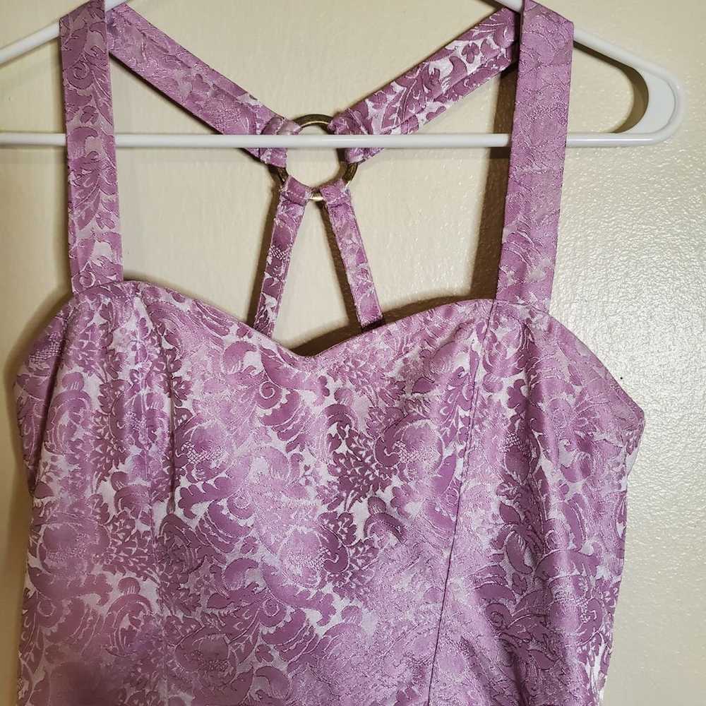 Pink Brocade Flare Dress SZ M - image 3