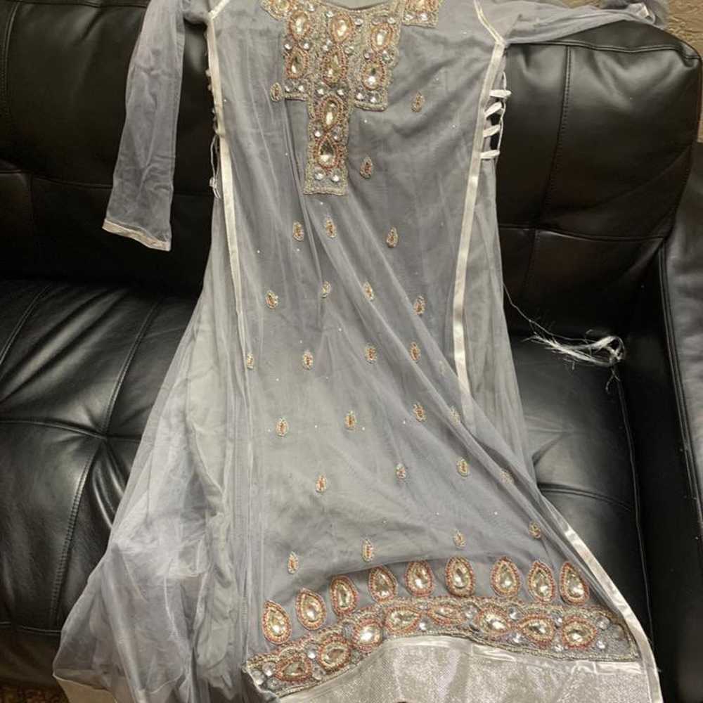 Used once 3 piece grey maxi dress - image 2