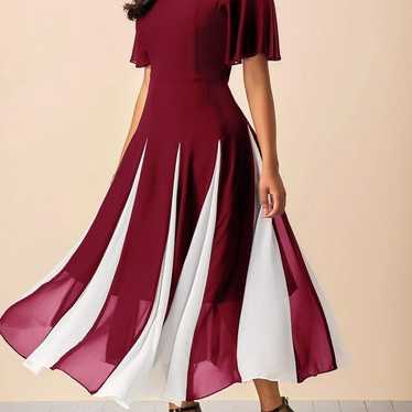 Short sleeve wine red dress