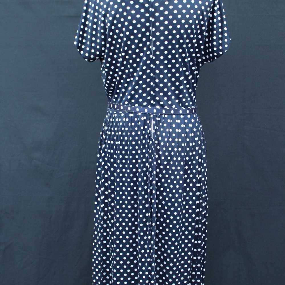 60s Classic Navy & White Polka Dot Dress - image 4