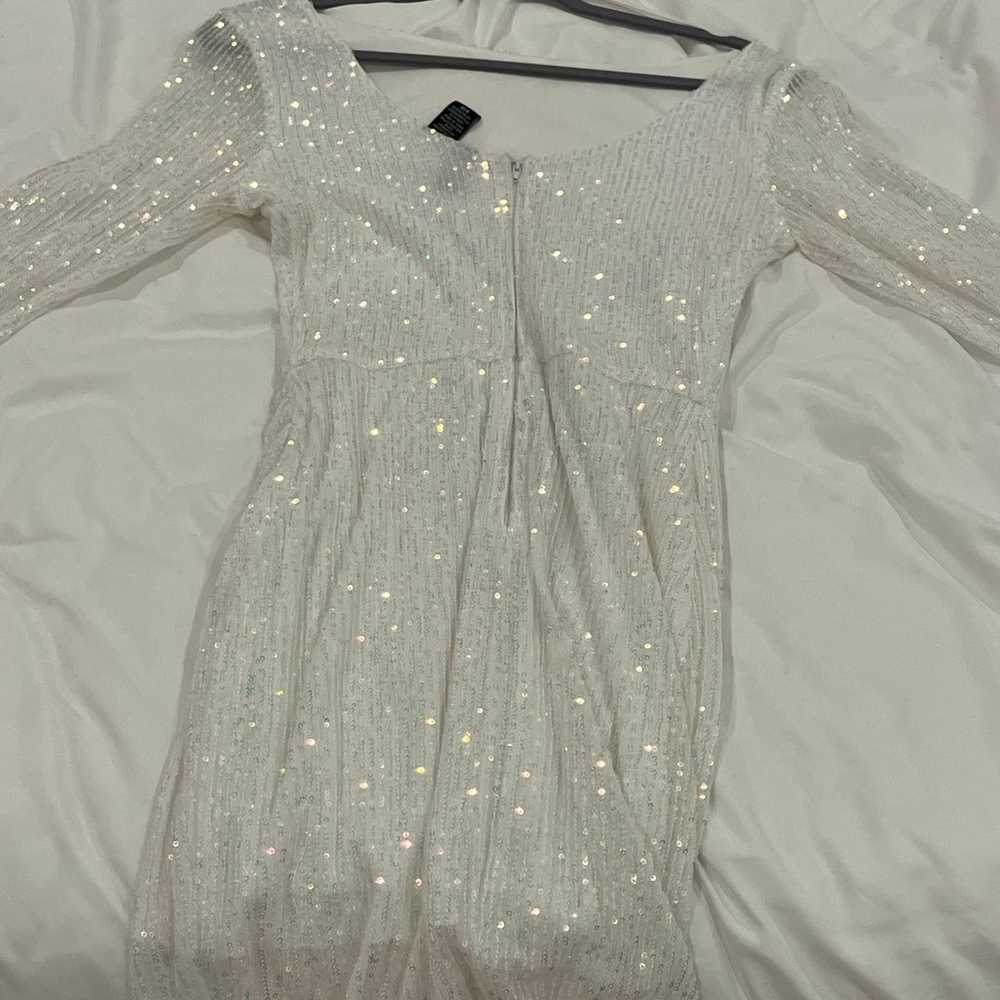 White sequin Windsor dress long sleeve - image 3