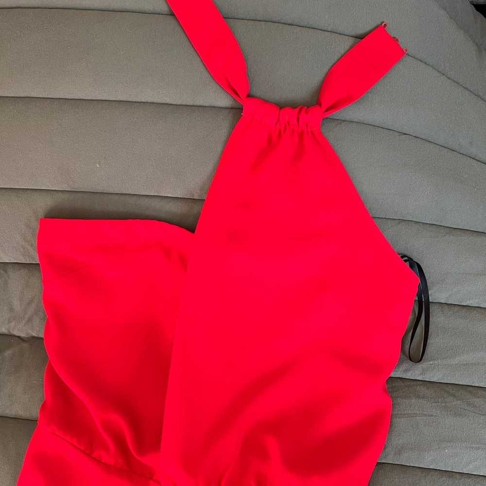 Red Bebe Size 10 Holiday Jumpsuit - image 3