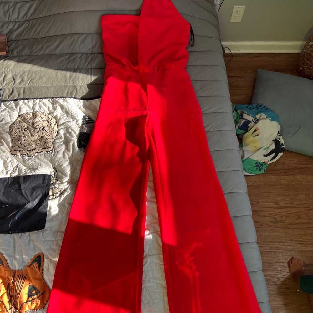 Red Bebe Size 10 Holiday Jumpsuit - image 4