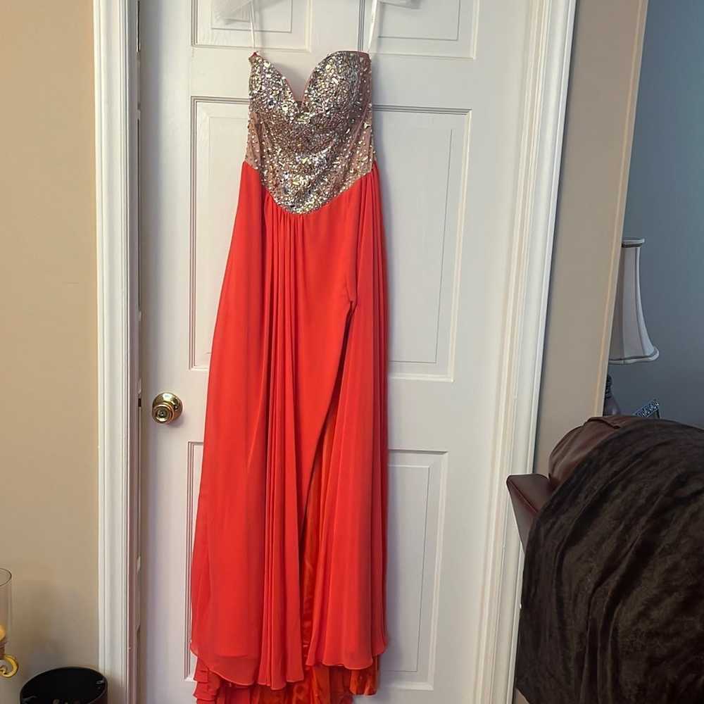 Bright coral formal dress - image 2