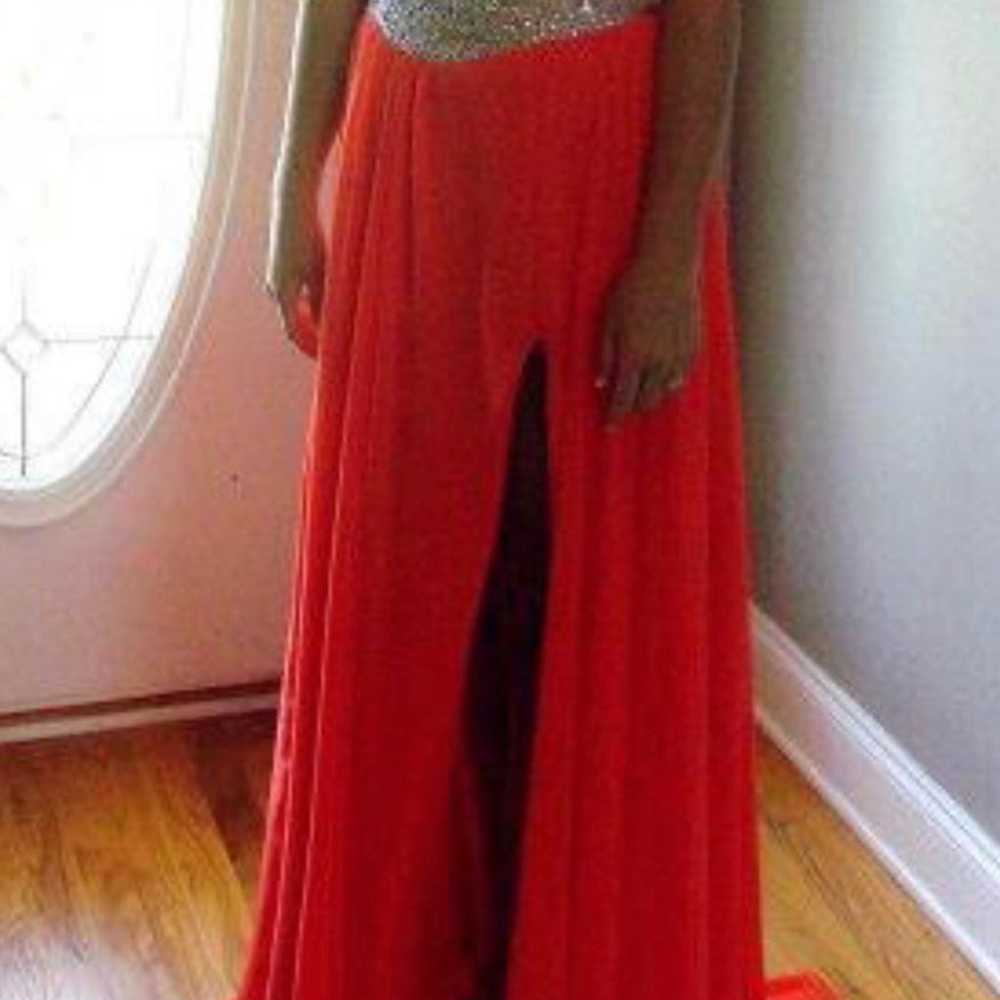 Bright coral formal dress - image 6