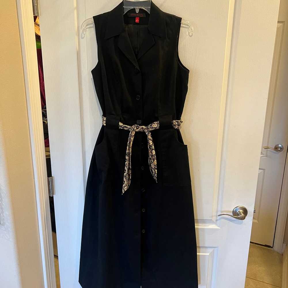 anne klein sleeveless midi dress with logo belt - image 1