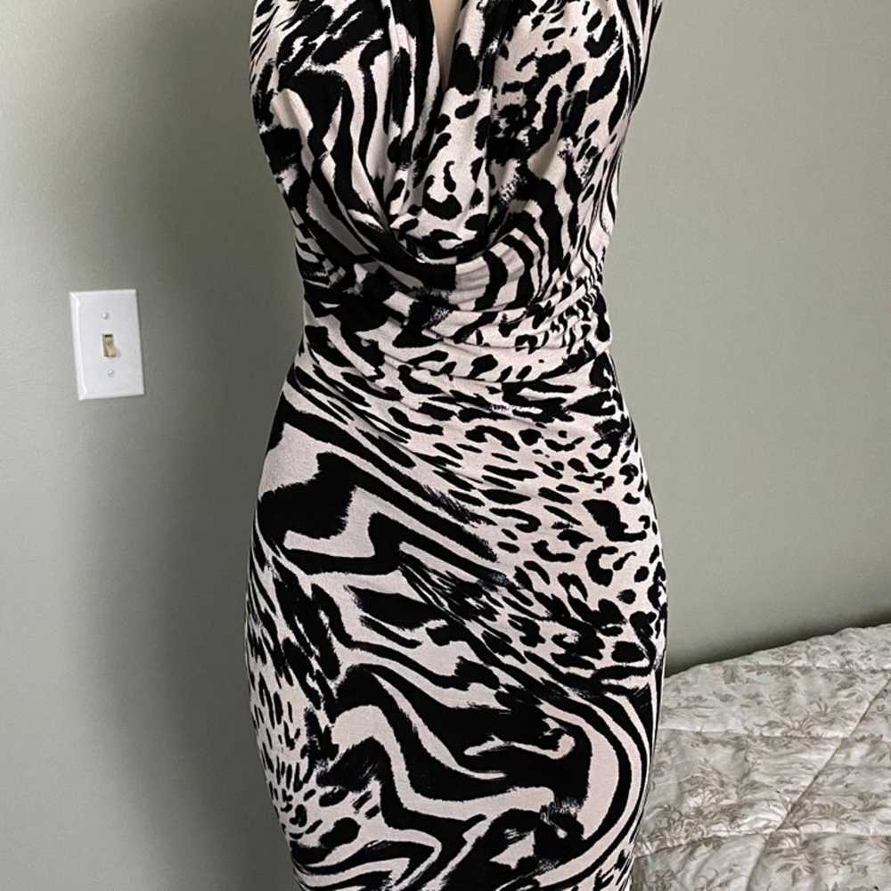 BeBe Animal Print backless halter mini dress ruch… - image 1