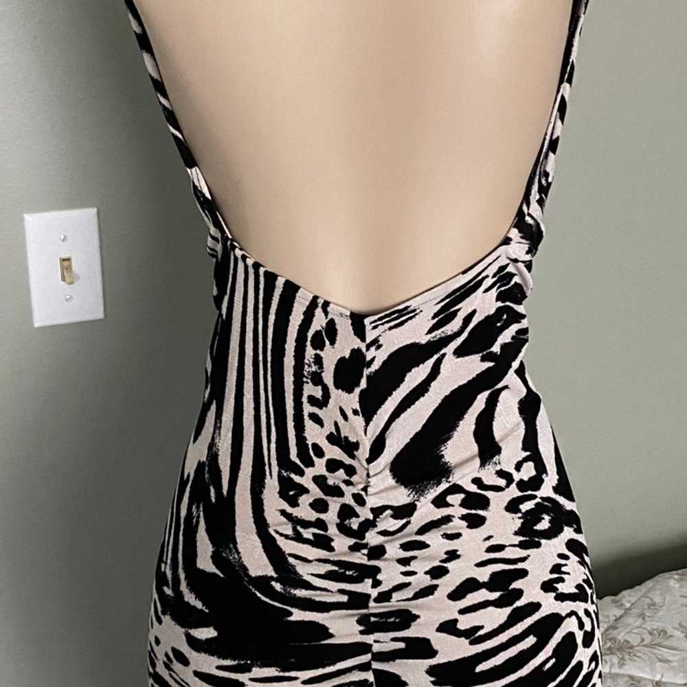 BeBe Animal Print backless halter mini dress ruch… - image 3