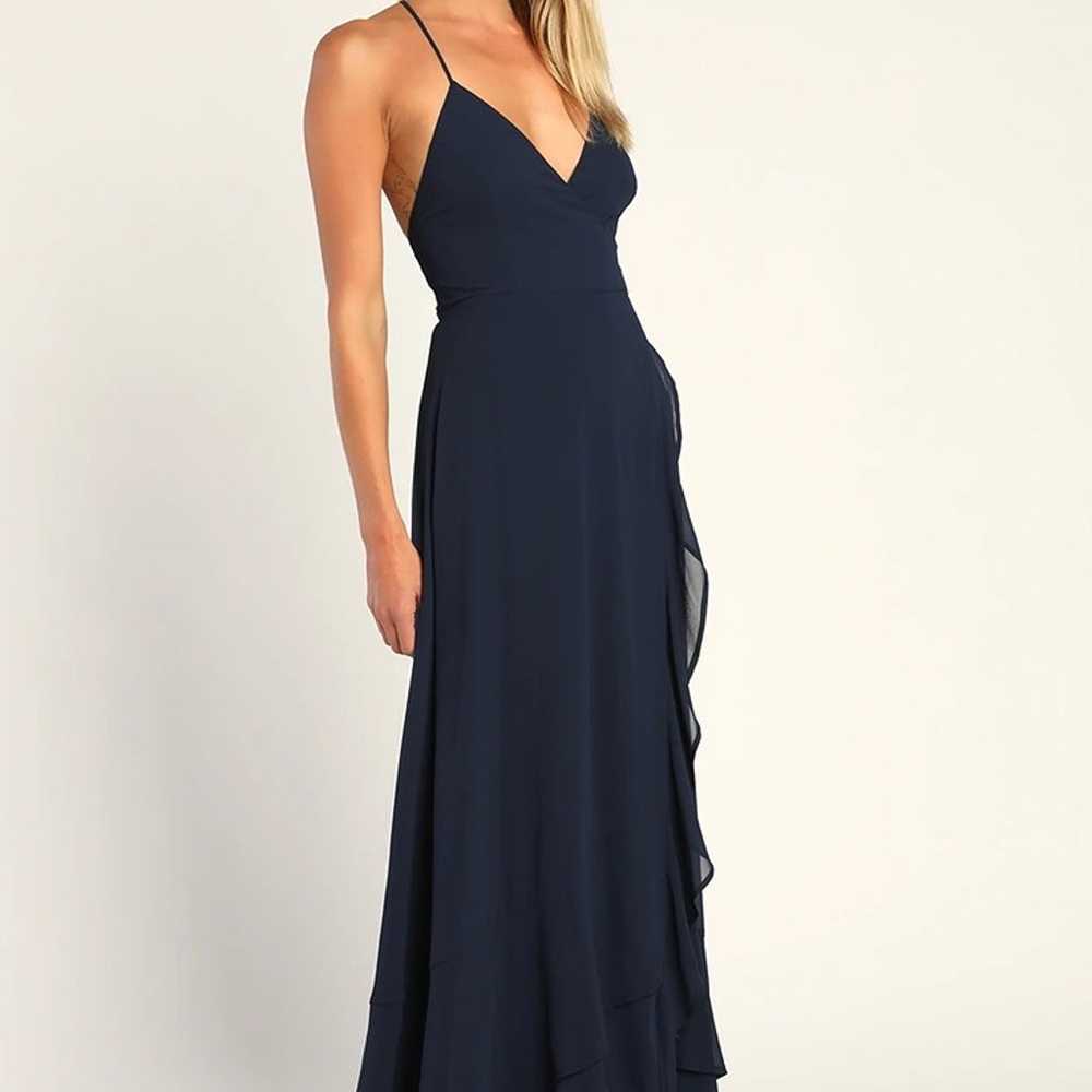 In Love Forever Navy Blue Lace-Up High-Low Maxi D… - image 2