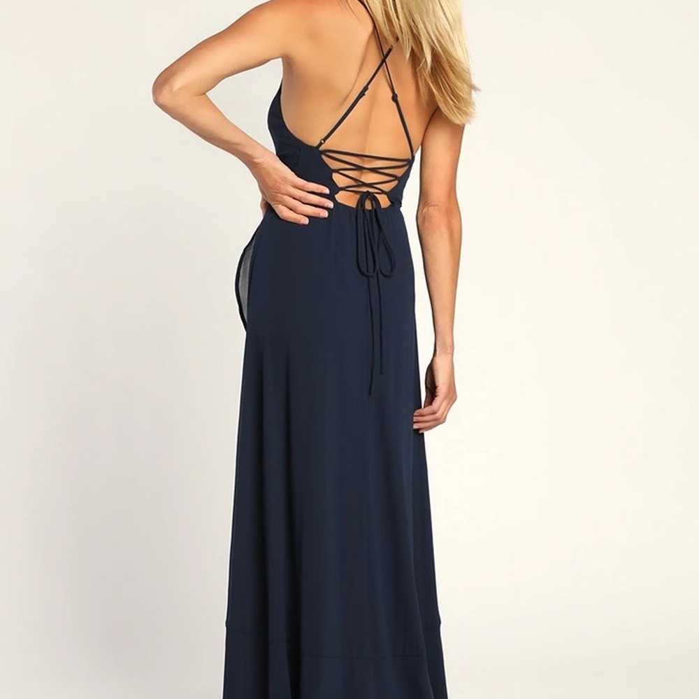 In Love Forever Navy Blue Lace-Up High-Low Maxi D… - image 3