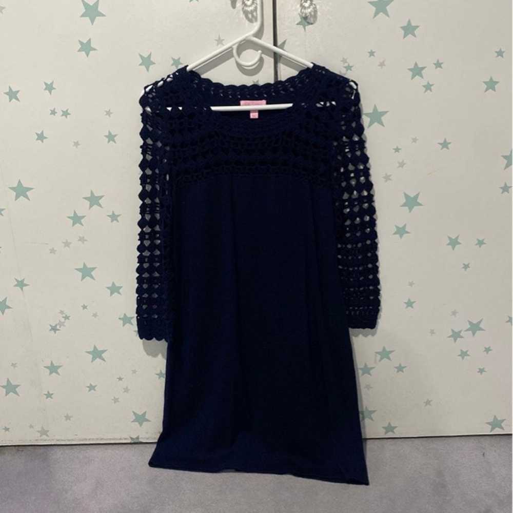 Lilly Pulitzer Navy Crochet Merino Wool Dress - image 1