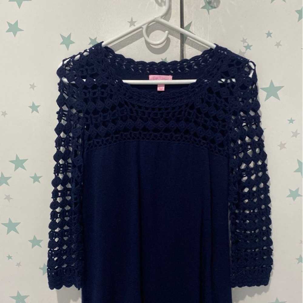 Lilly Pulitzer Navy Crochet Merino Wool Dress - image 2